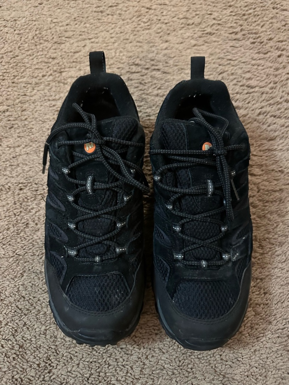 Merrell Men’s Moab Waterproof Hiking Shoes Low Top Size 10 Black Night Suede